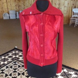 Gorgeous Lexxy Lewis  Red Velvet Sweater/ Jacket